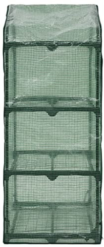 vidaXL 3-Tier Mini Greenhouse | Compact Garden House - - Steel Tubes - Polyethylene Cover - Roll-up Door - 3 Shelves - Durable and Easy setup | Dimensions: 69x49x125 cm | Green