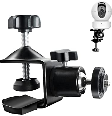Pinza Cámara Clamp Mount Soporte - Montura Flexible con Placa de Montaje Universal y Adaptador Tornillo 1/4 para Accesorios Sistemas Cámaras Seguridad Exteriores e Interiores, 1 Pieza