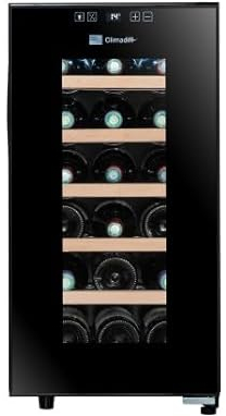 CLIMADIFF - Ultra-leiser Hybrid-Weinkühlschrank CC18F, 18 Flaschen, kleiner Temperier-Servier-Weinschrank, Temperaturbereich 11°C-18°C, freistehend