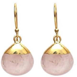 Gempires Natural Rose Quartz Pear Dangle Earring Crystal Jewelry Handmade Boho Earring For Women Handmade Gemstone Earrings Gifts.