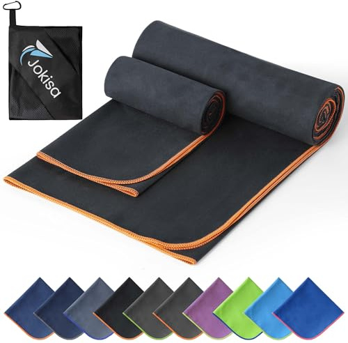 Jokisa 2 Piezas Toalla Microfibra (180x90cm Toalla Piscina+100x50cm Toalla Gimnasio), Toalla Playa de Secado Rápido y sin Arena, para Fitness, Playa, Gimnasio, Camping