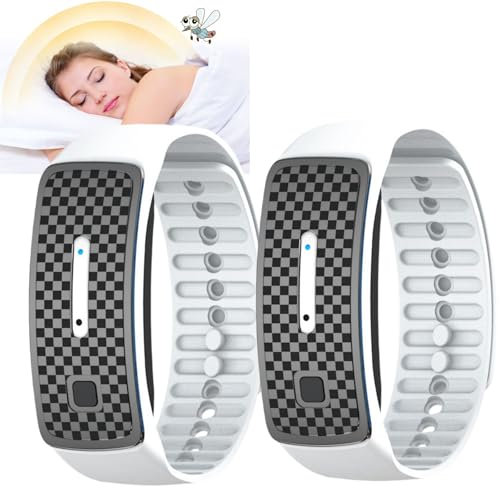2pcs Ultrasonic Mosquito Repellent Bracelet,Moskito Pro Bracelet,Anti Mosquito Bracelet,Mosquito Bracelets for Adults,Waterproof Bug Repellent Bands,Ranti Insect Wristband Repellent(White)