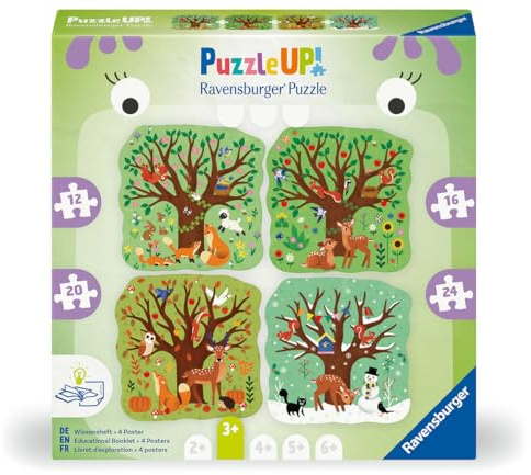 Ravensburger Puzzle UP 12004002 - Four Seasons - 4 puzzle a forma di contorno da 12, 16, 20, 24 pezzi, con modelli di immagini di grandi dimensioni e libretto informativo, puzzle da 3 anni