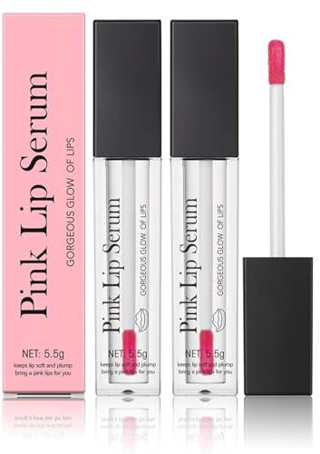 Pink Lip Serum Plumper, Lip Serum Plumping Gorgeous Glow of Lips, Glow Color Changing Lip Oil, Feuchtigkeit und Reduziert Feine Linien - Repair Lippenöl (2Stück)