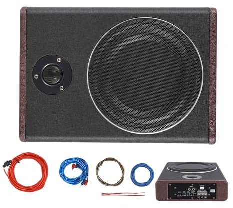 OUBUBY 8 Zoll 600W Untersitz Auto Subwoofer 12V Schlanker Auto Subwoofer mit Stromversorgung High Power Pure Bass Untersitz Leistungsverstärker Lautsprecher für Auto LKW Wohnmobil