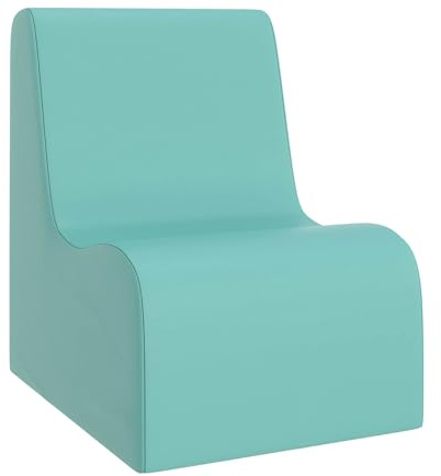 Children's Factory Medium Contour Chair, Mix-and-Match Kids Chairs, Sofas, Corner Ottomans and Cubes, Foam-Filled and Water-Resistant, Flexible Seating for Classroom Elementary, Aqua Chair