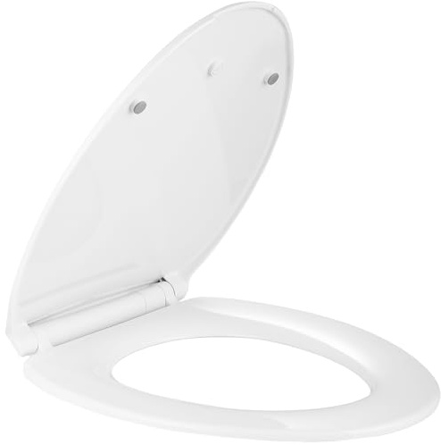 Elongated Slow Close Toilet Seat, Slip-Resistant, Quick Releasing for Cleaning, Easy to Install, Never Loosen, White