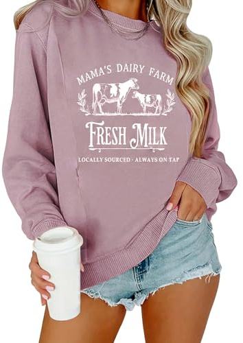 TAIUICY Women Causal Nursing Sweatshirts For Breastfeeding Zip Nursing Friendly Maternity Sweater Mama's Daily Farm Fresh Milk Pullover Tops(XXL,Pink)