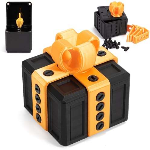 La caja de bromas con dedo corazón - Desafío divertido del tornillo y caja de regalo molesta impresa en 3D, caja de regalo divertida y original con un juguete de broma con interruptor de dedo (Negro)