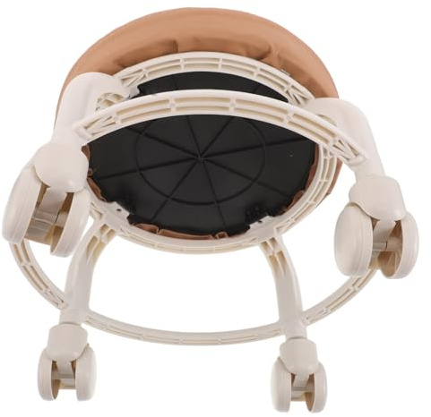 AUTSUPPL Tabouret Roulant Bas à roulettes Pivotantes 360° en Similicuir Marron Tabouret Robuste Polyvalent pour Salon de Beauté Manucure Spa et Atelier Siège Compact Mobile pour Usage