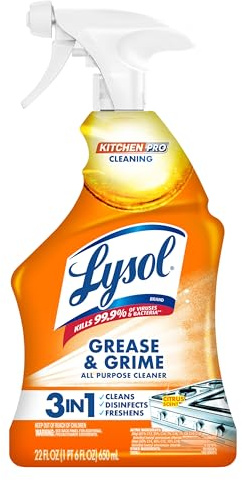 Lysol Pro Kitchen Spray Cleaner and Degreaser, Antibacterial All Purpose Cleaning Spray for Kitchens, Countertops, Ovens, and Appliances, Citrus Scent, 22oz