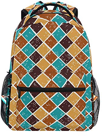 Vintage Art Argyle Würfel Rucksack Schulter Bookbag Kinderrucksack Teen Jungen Mädchen Büchertasche Laptop Rucksäcke