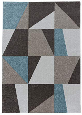 Ayyildiz Retro-Muster Webteppich, Mehrfarbig, Geometrische Formen, Schadstoffgeprüft, Pflegeleicht, für Alle Räume geeignet, Größe:80 x 250 cm, Farbe:Blau