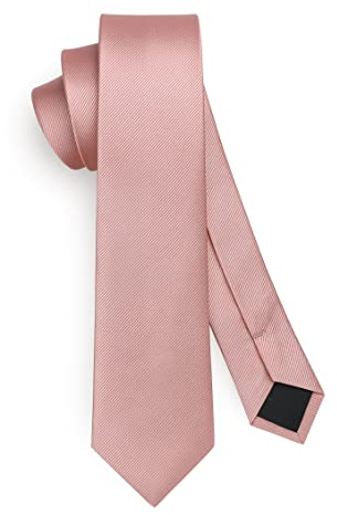 HISDERN Herren Krawatte Rosa Schmale Einfarbig Seide Krawatten für Herren Klassische Formelle Elegante Schlipse Hochzeit Party Business Krawatte 6cm