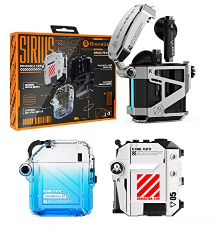 GravaStar Bluetooth Ohrhörer P5 Kabellose Ohrhörer mit Ladekoffer, Bluetooth 5.2 Stereo-Ohrhörer im Ohr Eingebautes Mikrofon, Austauschbares Ladekoffer, Typ C,1+3(1+3Geschenkset)