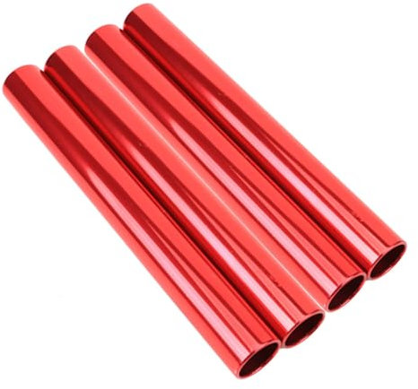 curfair Sport-Staffelstöcke, Aluminiumlegierung, korrosionsbeständig, hohe Festigkeit, 3,8 cm, bunt, für Outdoor-Übungen, Laufen, Rennen, Rot, 4 Stück