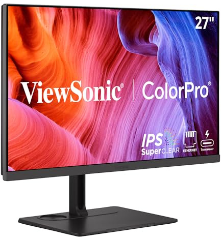 ViewSonic VP2776T-4K Professional Monitor 27 inch 4K UHD, 100W USB-C, 98% DCI-P3, 100% sRGB, Pantone Verified, IPS, HDR400, Ergonomic Stand, Flicker Free