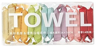 14 x Waschlappen, Reisehandtuch, verdickt, komprimiertes Gesichtshandtuch, tragbares Vliestuch für Hotel, Outdoor