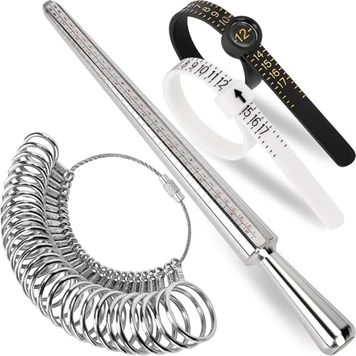 Metallringstorleksmätningsverktyg set, ringmätare med fingerstorlek dorn ringstorlek smyckesverktyg, 4 st