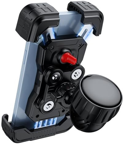 Ktryman Handyhalterung Fahrrad, Handyhalterung Motorrad mit Vibrationsgedämpft [Metall-Verlängerungsarm] Zubehör Fahrrad Lenker E Scooter für iPhone 16 15 14 Pro Max Plus, SE