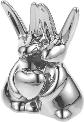 FONDOTIN Statua Di Coniglio in Ceramica Da Tavolo, Scultura Artigianale Compatta a Forma Di Coniglio, Decorazione Creativa Per Casa, Ufficio e Matrimoni