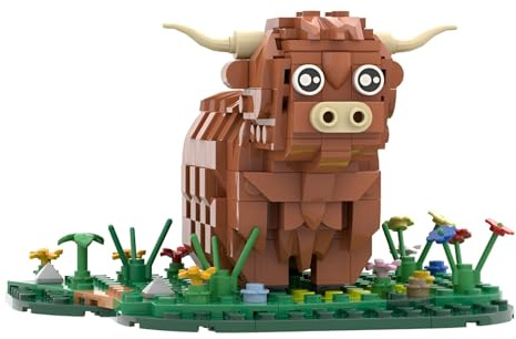 Highland Cow Building Blocks Set, 398 PCS Farm Animal Bricks Toy, Creative Scottish Cattle Building Model, Gifts for Adults (Only with Electronic Instruction Manual)