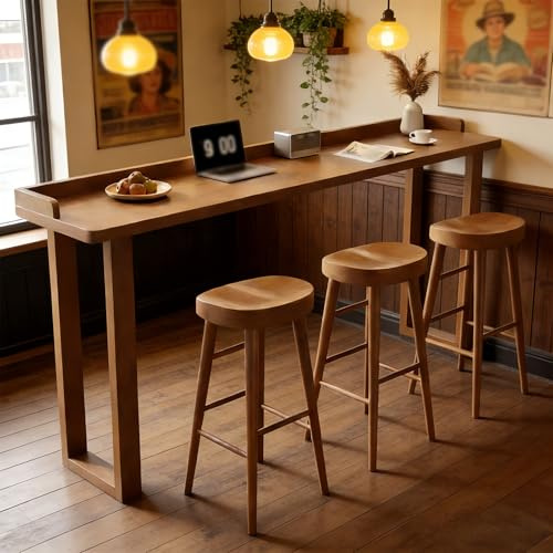 Lång och Smal Massivträ Bartabell, Hög Pubbord, Modern Hög Mat- och Köksbord av Trä, För Kök och Café, Utan Hocker(Brown,120x40x105cm/47x16x41in)
