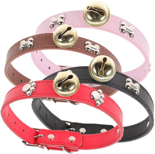 Lurrose Collari per Capre Campanelli Regolabili, 4 Collari Colorati Taglia L, Accessori per Animali da Fattoria come Capre, Cavalli e Mucche, Campanelli per Facilità di Individuazione