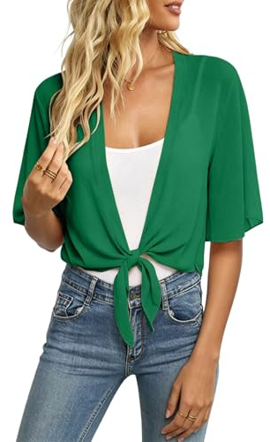 SCBFDI Boléro Femme Manche 3/4 Chic et Élégante Ouverte Devant Cardigan | Transparent Léger Adapté Aux Voyages et à La Vie Quotidienne