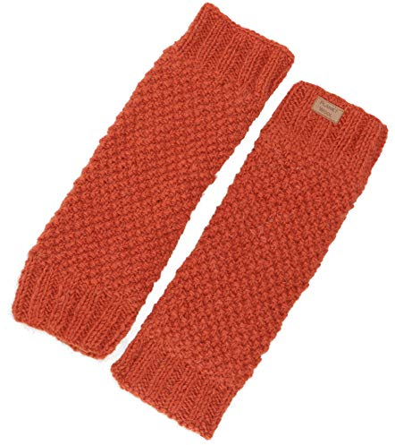 GURU SHOP Wollstulpen mit Perlmuster, Strickstulpen aus Nepal, Beinstulpen - Rostorange, Herren/Damen, Synthetisch