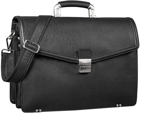 STILORD Lazarus Serviette Cuir Porte-Documents d'affaires Sacoche Vintage XL pour Homme Classique Sac de Travail pour Business Bureau Sacoche d'Ordinateur Couleur:Noir