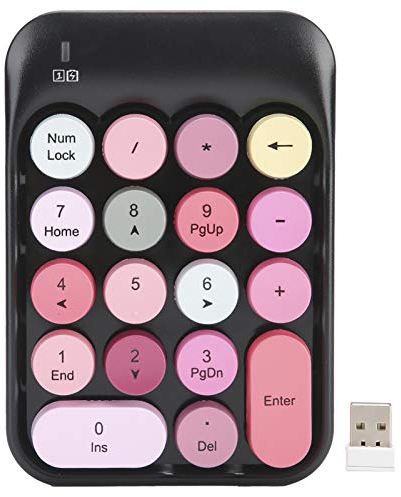 Mechanische Zifferntastatur, Niedliche Runde Bunte Ziffernblock-Tastatur Drahtlos, 18-Tasten-PBT-Nummernblock Gemischte Farbe, für PC, Laptop, Notebook Usw.(Schwarz)