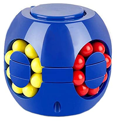 JHBEMAXS Rotating Bean Magic Cube Fidget Puzzle Toys Anti Stress Ball IQ Games Educational Sensory Easter Gift for Boys Girls Kids Children Adults (Blue)