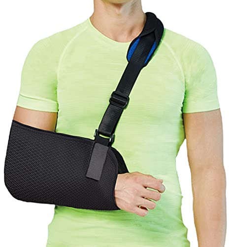 Fasola Armschlinge Schulter, Einstellbar Armschlaufe Mit Atmungsaktivem Mesh für Damen und Herren, Schulterschlaufe für gebrochenes Handgelenk, Ellbogen, Arm, ausgerenkte Schulter - L