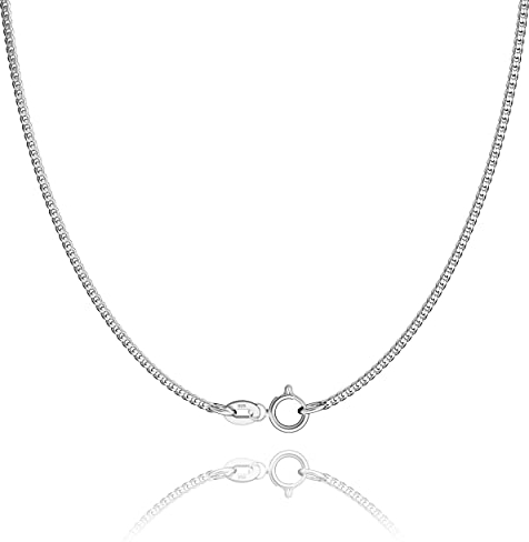 Gentle North Hochwertige Halskette Damen Silber 925 40cm - 120cm - Silberkette Damen 925 ohne Anhänger - Kette Silber 1mm breit mit Verschluss - Halskette Silber