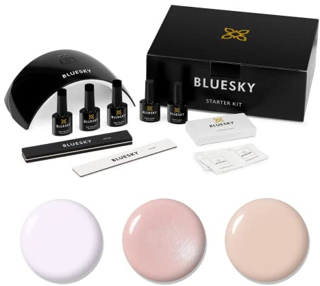 Bluesky Gel Nail Polish Starter Kit - Natural, Gel Nail Kit with 24W UV LED Lamp Nail Dryer, 3 x 10ml Gel Nail Polishes, Cleanser Wipes, Top and Base Coat, Nail File and Buffer