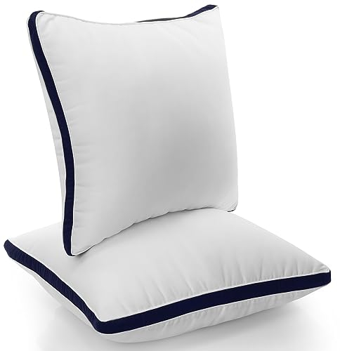 Utopia Bedding Kopfkissen (2er Set), 45 x 45 cm Schlafkissen, Gebürsteter Stoff Bezug Bettkissen, Premium Qualität Weich et Atmungsaktiv Kissen (Marineblau)