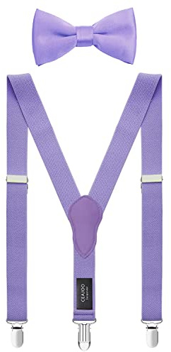 CEAJOO Boys' Suspenders and Bow Tie Set Adjustable 30 Purple