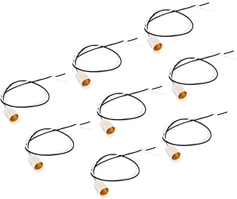 PATIKIL 8 Packungen E12 Lampenfassung Leuchter Kerzenleuchter Sockel einschraubbare Birnebasis Lampenhalter mit 11,8 Draht weiß