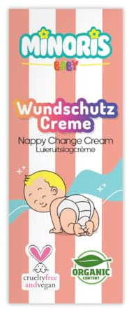 Minoris Baby Wundschutzcreme 55 g | Hoher Zinkoxid-Schutz & sanfte Sheabutter-Pflege | Ergiebige, schnell einziehende Textur | Hypoallergen, Vegan, Duftstofffrei, Dermatologisch getestet
