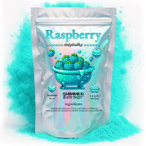 Stsfybaths Raspberry Shimmer Bath Bomb Powder – Turquoise Fizzy Bath Soak for Kids, Women & Men – Handmade, Scented, Non-Staining, 2–3 Baths per Bag (Small, Turquoise)
