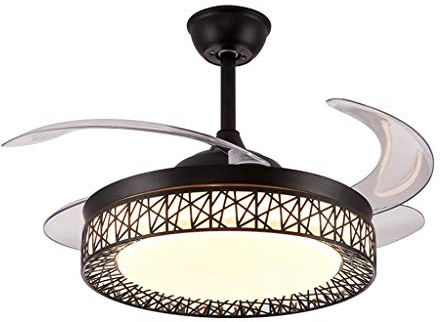 zcltwq Moderne Deckenventilator mit LED-Licht und Fern ABS Invisible Retractable Fan Blade Frequency Conversion Energiesparhaus Deckenventilator Schlafzimmer Deckenventilator(C,36INCH)