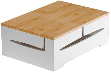 Exabang Kabelbox, Kabelmanagement Box zum Kabel Verstecken, Bambus Kabel Organizer Box, Cable Management Box für Wohnzimmer, Büro (Weiß)