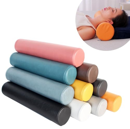 YOUGANG Cuscino Cilindrico per Collo Cuscino Bolster, 10/12/15/20cm Cuscino di Supporto per Collo Impermeabile Cuscino Cervicale, Cuscino Bolster Bracciolo Divano Cuscino, Allevia il Dolore (Nero