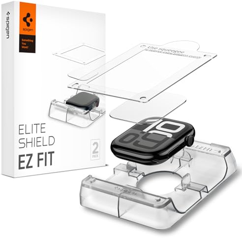 Spigen EliteShield EZ Fit Screen Protector for Apple Watch 11/10 46mm, Installation Kit included, EPU Film, Anti Scratch, Crystal Clear - 2 Pack