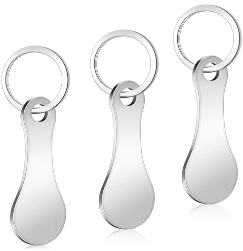 3Pezzi Portachiavi Gettone Carrello Spesa, Chiave per Carrello della Spesa in Acciaio Inox, Rimovibile Gettoni Carrello Spesa per Trolley, Moneta Carrello Spesa, Carrelli Della Spesa