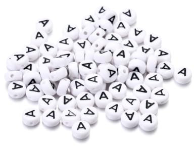 Wisafory 200 Stück Buchstabenperlen Rund Buchstaben Perlen zum Auffädeln Weiß A-Z Spacer Beads mit Loch zum Auffädeln DIY Handwerk Armbänder Halsketten Schmuckherstellung, Individueller Brief A