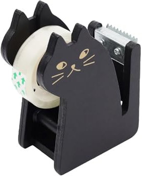 AMONENZ Cat Tape Dispenser, Wooden Tape Dispenser is Equipped with 1 Roll of Tapes, Uniform Cutting, Tapes Cutter Dispenseres Suitable for Office Tools and Desk Accessory for Students