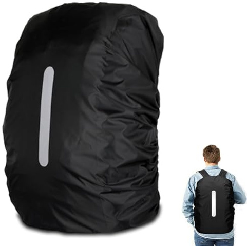 KYLOS Housse De Pluie Noire Pour Sacs À Dos (15-25L) Avec Bandes Réfléchissantes - Protection Imperméable Pour Cartable