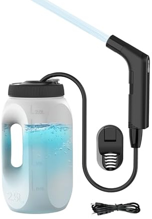 ZEY LUXE Electric Handheld Bidet Sprayer – Rechargeable Toilet Spray with 2.5L Water Tank & 800mAh Battery, Portable Bidet for Personal Hygiene & Postpartum Care – (Black, 2.5L - JP-2201)